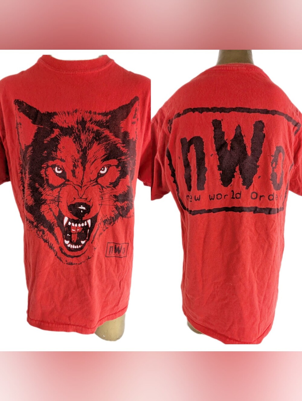 New World Order NWO Men's Red Wolf T-Shirt Size Medium